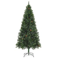 vidaXL Artificial Pre-lit Christmas Tree with Pine Cones Green 70.9