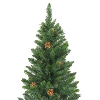 vidaXL Artificial Pre-lit Christmas Tree with Pine Cones Green 70.9