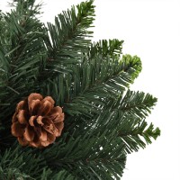 vidaXL Artificial Pre-lit Christmas Tree with Pine Cones Green 70.9