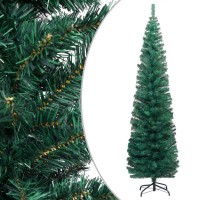 vidaXL Slim Artificial Pre-lit Christmas Tree with Stand Green 82.7