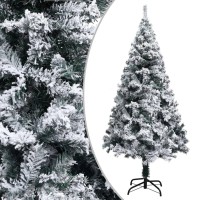 vidaXL Artificial Pre-lit Christmas Tree with Flocked Snow Green 70.9