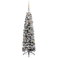 vidaXL Slim Artificial Pre-lit Christmas Tree with Ball Set Green 70.9