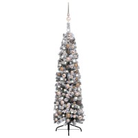 vidaXL Slim Artificial Pre-lit Christmas Tree with Ball Set Green 59.1