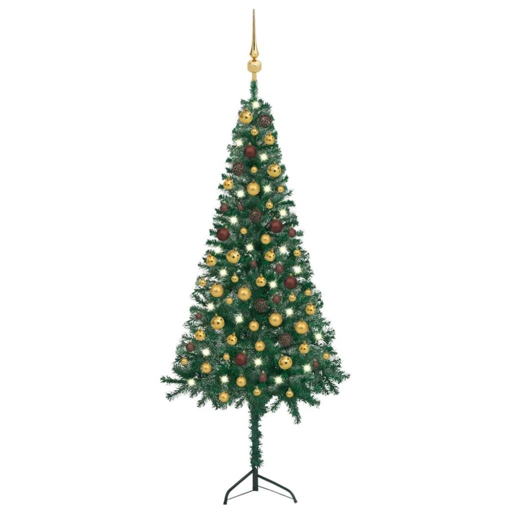 vidaXL Corner Artificial Christmas Tree LEDs&Ball Set Green 59.1
