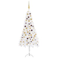 vidaXL Corner Artificial Christmas Tree LEDs&Ball Set White 70.9