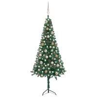 vidaXL Corner Artificial Christmas Tree LEDs&Ball Set Green 47.2