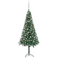 vidaXL Corner Artificial Christmas Tree LEDs&Ball Set Green 59.1