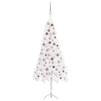 vidaXL Corner Artificial Christmas Tree LEDs&Ball Set White 70.9