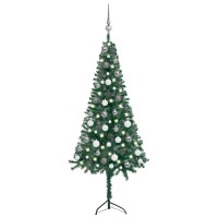 vidaXL Corner Artificial Christmas Tree LEDs&Ball Set Green 47.2