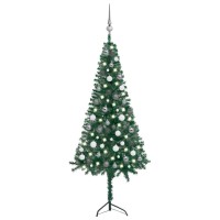 vidaXL Corner Artificial Christmas Tree LEDs&Ball Set Green 59.1