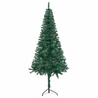 vidaXL Corner Artificial Christmas Tree LEDs&Ball Set Green 70.9