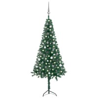vidaXL Corner Artificial Christmas Tree LEDs&Ball Set Green 82.7