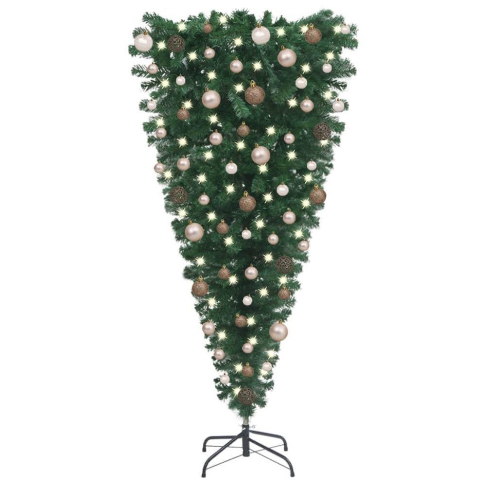 vidaXL Upside-down Artificial Pre-lit Christmas Tree with Ball Set 70.9