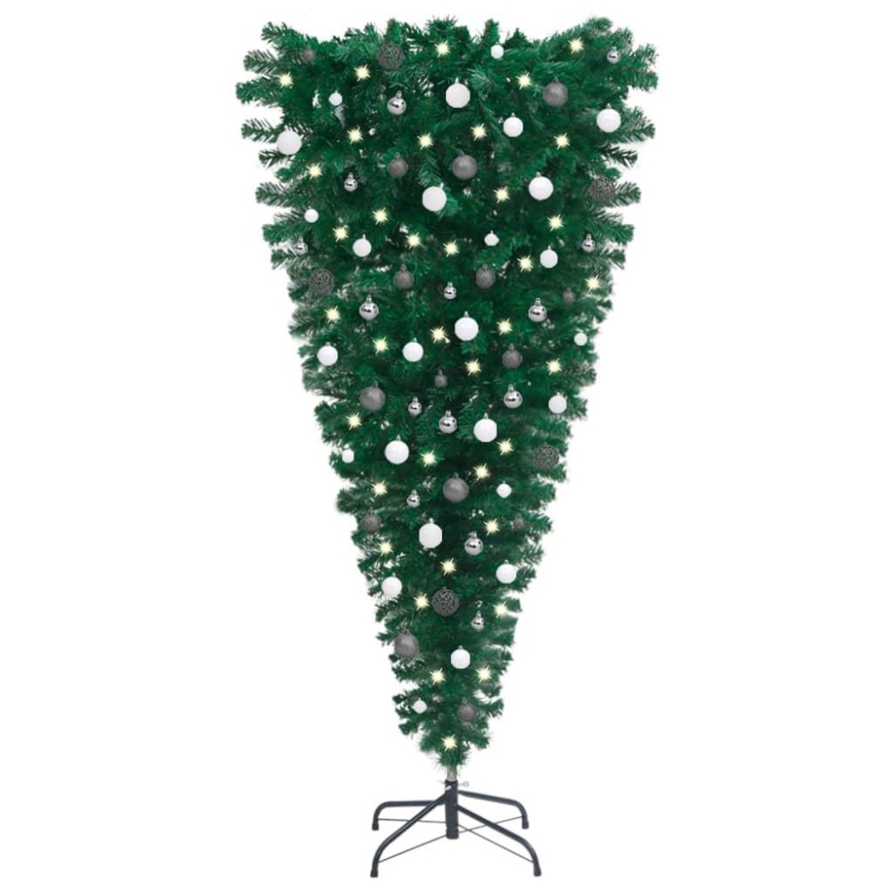 vidaXL Upside-down Artificial Pre-lit Christmas Tree with Ball Set 59.1