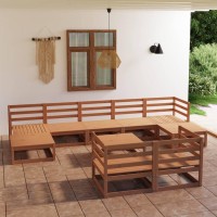 vidaXL 10 Piece Patio Lounge Set Honey Brown Solid Pinewood