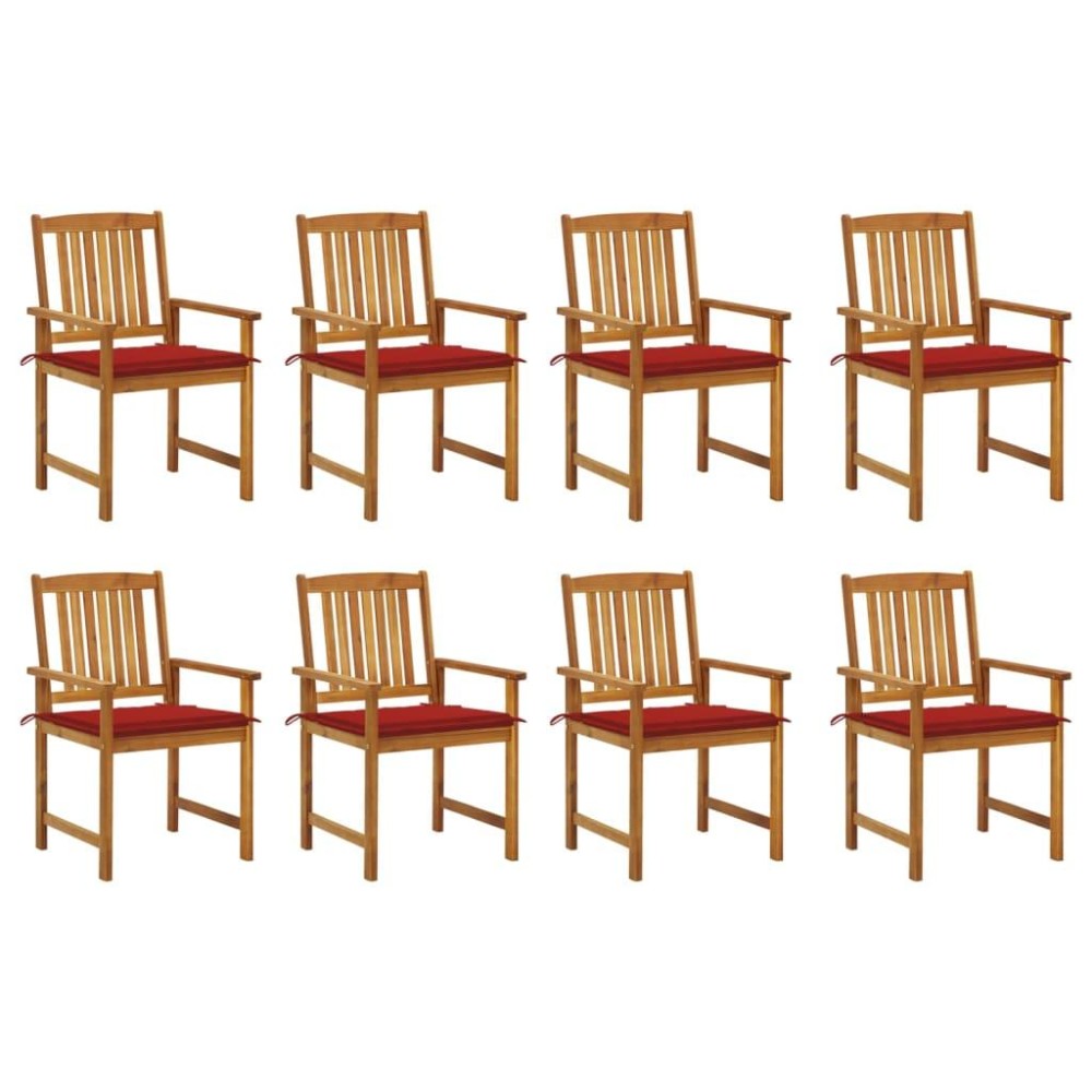 vidaXL Patio Chairs with Cushions 8 pcs Solid Acacia Wood