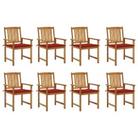 vidaXL Patio Chairs with Cushions 8 pcs Solid Acacia Wood