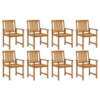 vidaXL Patio Chairs with Cushions 8 pcs Solid Acacia Wood