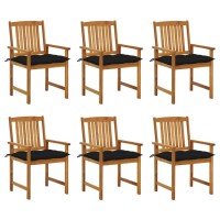 vidaXL Patio Chairs with Cushions 6 pcs Solid Acacia Wood