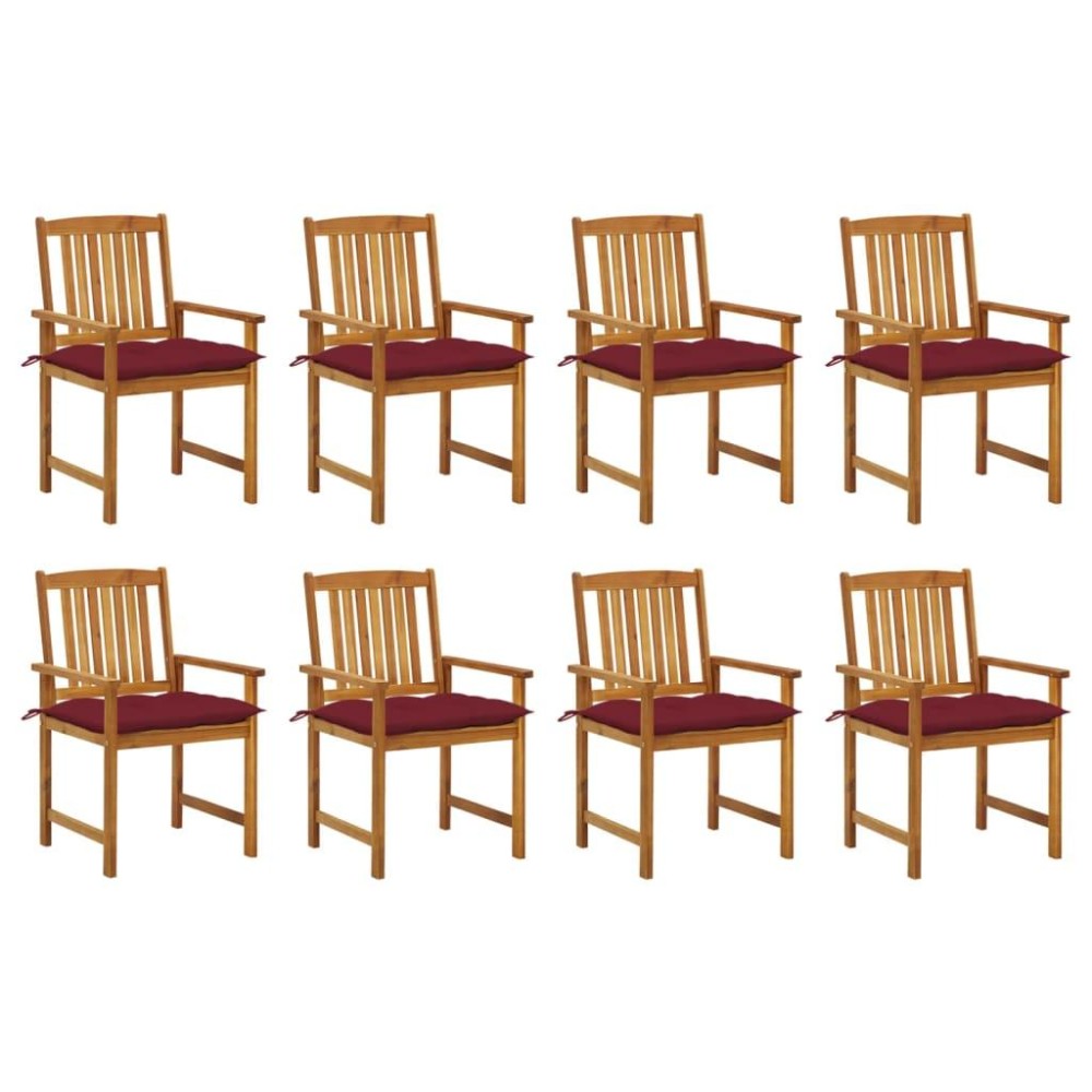 vidaXL Patio Chairs with Cushions 8 pcs Solid Acacia Wood