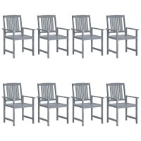 Vidaxl Patio Chairs 8 Pcs Solid Acacia Wood Gray