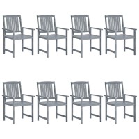 Vidaxl Patio Chairs With Cushions 8 Pcs Solid Acacia Wood Gray