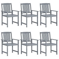 Vidaxl Patio Chairs With Cushions 6 Pcs Solid Acacia Wood Gray