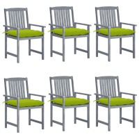 vidaXL Patio Chairs with Cushions 6 pcs Solid Acacia Wood Gray