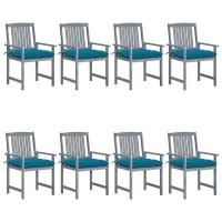 Vidaxl Patio Chairs With Cushions 8 Pcs Solid Acacia Wood Gray