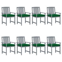 Vidaxl Patio Chairs With Cushions 8 Pcs Solid Acacia Wood Gray