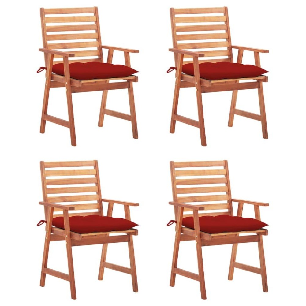 vidaXL Patio Dining Chairs 4 pcs with Cushions Solid Acacia Wood