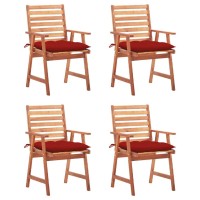 vidaXL Patio Dining Chairs 4 pcs with Cushions Solid Acacia Wood