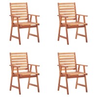 vidaXL Patio Dining Chairs 4 pcs with Cushions Solid Acacia Wood