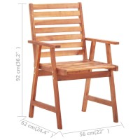 vidaXL Patio Dining Chairs 4 pcs with Cushions Solid Acacia Wood