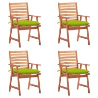 vidaXL Patio Dining Chairs 4 pcs with Cushions Solid Acacia Wood