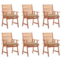 vidaXL Patio Dining Chairs 6 pcs with Cushions Solid Acacia Wood