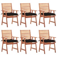 vidaXL Patio Dining Chairs 6 pcs with Cushions Solid Acacia Wood