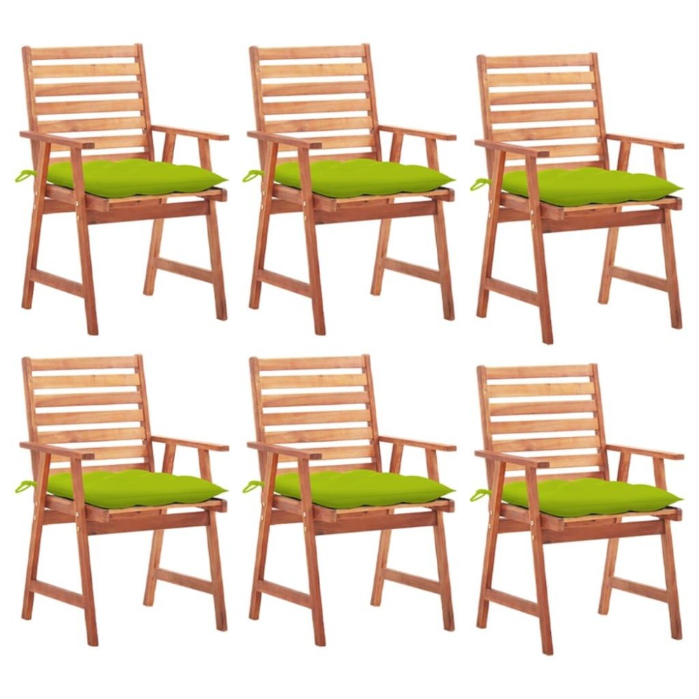 vidaXL Patio Dining Chairs 6 pcs with Cushions Solid Acacia Wood