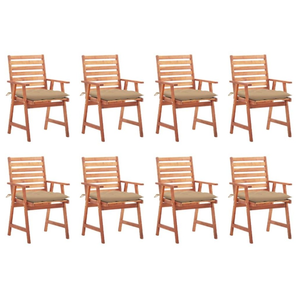 vidaXL Patio Dining Chairs 8 pcs with Cushions Solid Acacia Wood