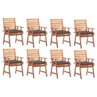 vidaXL Patio Dining Chairs 8 pcs with Cushions Solid Acacia Wood