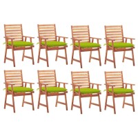 vidaXL Patio Dining Chairs 8 pcs with Cushions Solid Acacia Wood