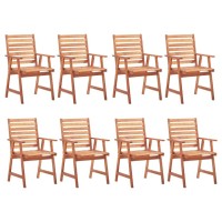 vidaXL Patio Dining Chairs 8 pcs with Cushions Solid Acacia Wood