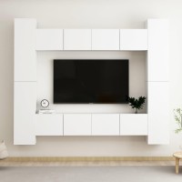 vidaXL 8 Piece TV Stand Set White Engineered Wood