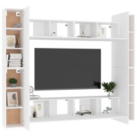 vidaXL 8 Piece TV Stand Set White Engineered Wood