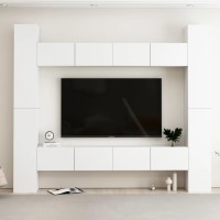 vidaXL 8 Piece TV Stand Set White Engineered Wood