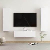 vidaXL 3 Piece TV Stand Set White Engineered Wood