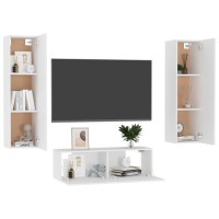 vidaXL 3 Piece TV Stand Set White Engineered Wood