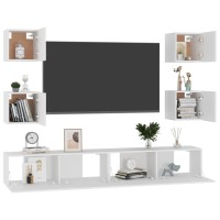 vidaXL 6 Piece TV Stand Set White Engineered Wood