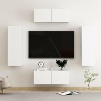 vidaXL 4 Piece TV Stand Set White Engineered Wood