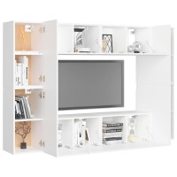 vidaXL 8 Piece TV Stand Set White Engineered Wood